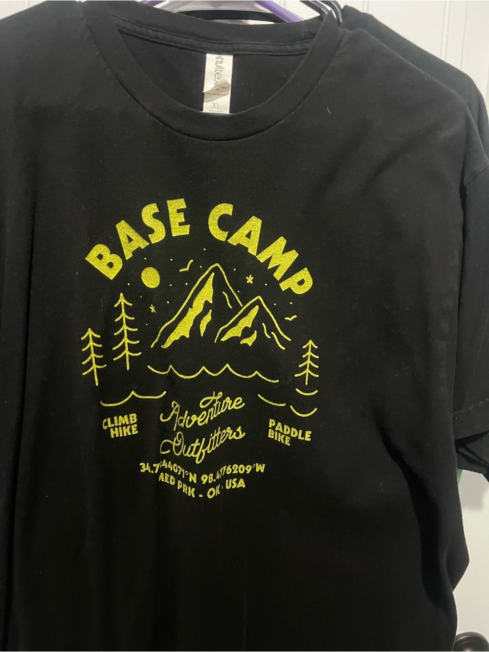 Base Camp Adventure Outfitters Kids' Black T-Shirt with Yellow Graphic